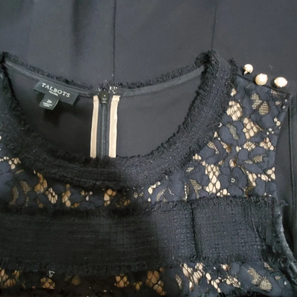 Talbots Black Lace Tiered Cocktail Dress Special Occasion Size 2P Whimsigoth